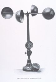 (A hemispherical cup anemometer of the type invented in 1846 by John Thomas Romney Robinson)